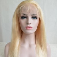 18 Inch  Color 613 Light Blond  Human Hair Full Lace Wig With Quick Delivery