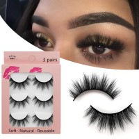 wholesale 3 Pairs  Lady Makeup 3D Eyelashes Extension Mink eyelash lashes