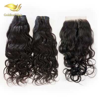 Free labels design malaysian weave remy natural wave hair 3 bundles with closure